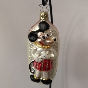 Vintage Mickey Mouse Painted Glass Ornament Made in Germany, Fantastic Condition
